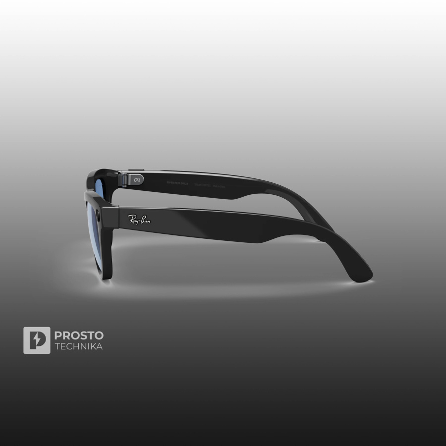 Ray-Ban Skyler (Gen 1) Глянцевый Чёрный с Прозрачно-Голубыми линзами